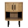 Table de nuit en lamelles bois et métal Kyoto (Lot de 2)