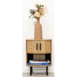 Table de nuit en lamelles bois et métal Kyoto (Lot de 2)