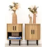 Table de nuit en lamelles bois et métal Kyoto (Lot de 2)