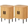 Table de nuit en bois et métal à lamelles Kyoto (Lot de 2)