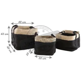 Corbeilles de rangement carrées en jute (Lot de 3)