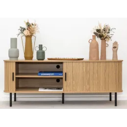 Ensemble table basse, meuble TV et buffet en bois et métal Kyoto
