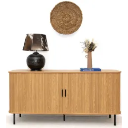 Ensemble table basse, meuble TV et buffet en bois et métal Kyoto