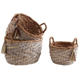 Corbeilles de rangement rondes en bananier (Lot de 3)