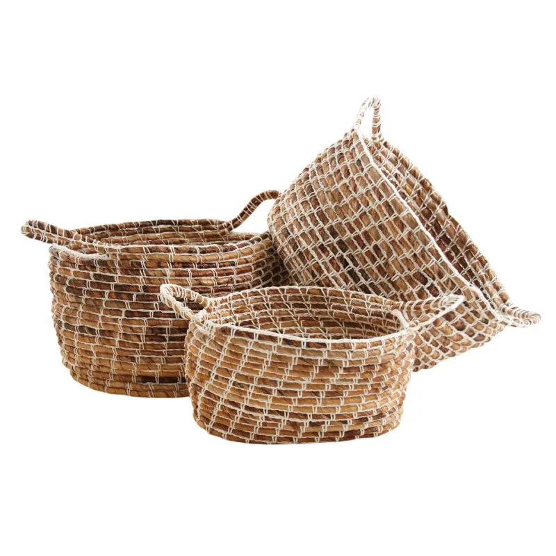 Corbeilles de rangement ovales en bananier (Lot de 3)
