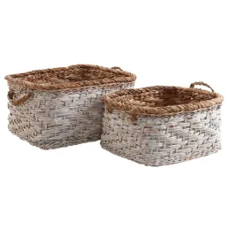 Corbeilles rectangulaires en bananier (Lot de 2)