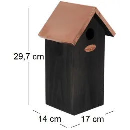 Nichoir à oiseaux en pin et cuivre