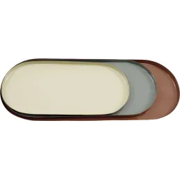 Set de 3 plateaux vide-poche en métal Oval