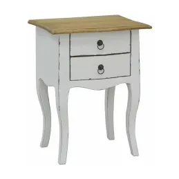 Table de nuit 2 tiroirs en bois blanc