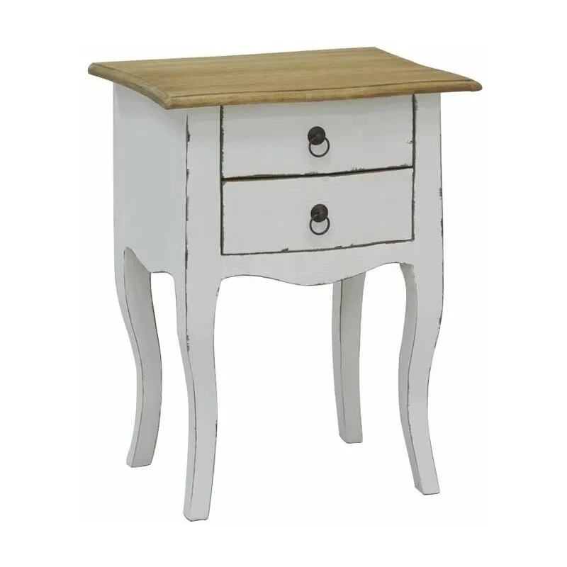 Table de nuit 2 tiroirs en bois blanc