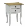 Table de nuit 2 tiroirs en bois blanc