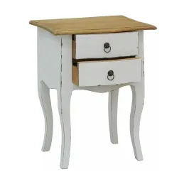 Table de nuit 2 tiroirs en bois blanc