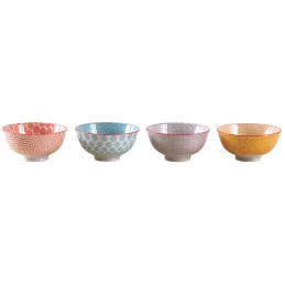 Bol en porcelaine motifs colorés (Lot de 4)