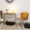 Fauteuil rond en cuir de chèvre marron et métal