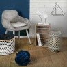 Fauteuil en rotin gris et bois