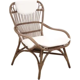 Fauteuil en rotin gris vintage