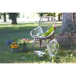 Fauteuil en rotin gris Maéva