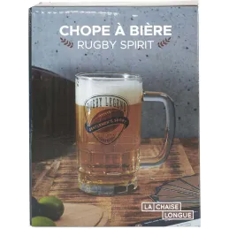 Chope à bière en verre Rugby