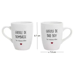 Coffret 2 mugs inscriptions humour