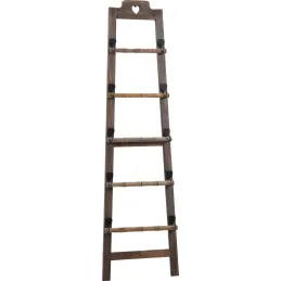 Echelle porte-serviettes en bois teinté