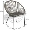 Fauteuil rond en rotin gris et métal