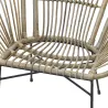 Fauteuil rond en rotin gris et métal