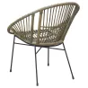 Fauteuil rond en rotin gris et métal