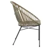Fauteuil rond en rotin gris et métal