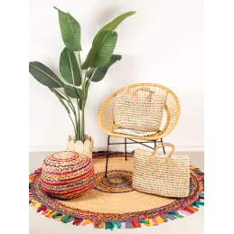 Fauteuil en rotin naturel et métal