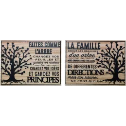 Plaque décorative en bois Famille et arbre de vie 30 x 40 cm (Lot de 2)