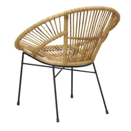 Fauteuil en rotin naturel et métal