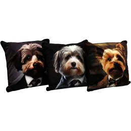 Coussin imprimé chiens Fluffy 45 x 45 cm (Lot de 3)