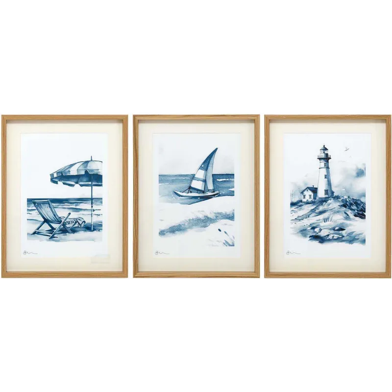 Tableau décoratif Seashore 30 x 40 cm (Lot de 3)