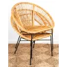 Fauteuil en rotin naturel et métal