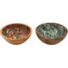 Saladier en manguier et émail Champignons (Lot de 2)