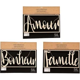 Décoration murale Mots 40 x 20 cm (Lot de 3)