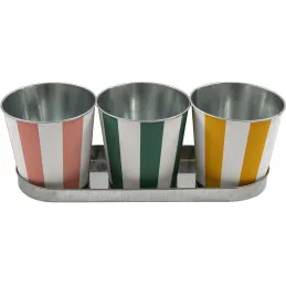 Set de 3 cache-pots en zinc Cabana 12 cm
