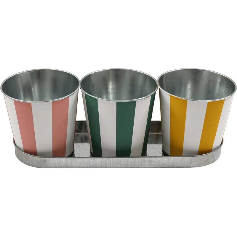 Set de 3 cache-pots en zinc Cabana 12 cm
