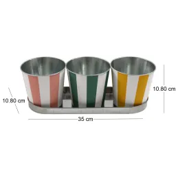 Set de 3 cache-pots en zinc Cabana 12 cm