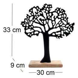 Arbre décoratif en aluminium noir et bois de manguier Arbre de vie