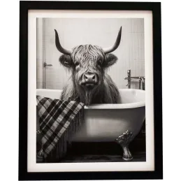 Tableau décoratif noir et blanc Cow bath