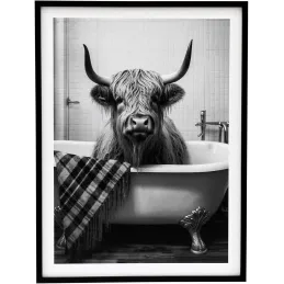 Tableau décoratif noir et blanc Cow bath