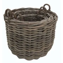 Cache-pot ronds en poelet gris (Lot de 3)