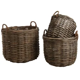 Cache-pot ronds en poelet gris (Lot de 3)