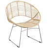 Fauteuil rond en métal et rotin naturel