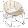 Fauteuil rond en métal et rotin naturel