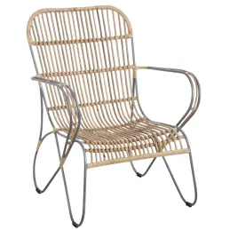 Fauteuil en métal et rotin naturel