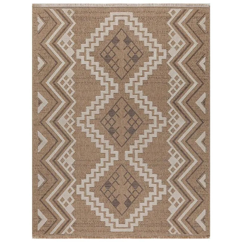 Tapis intérieur extérieur aspect jute marron Tijuana 9054