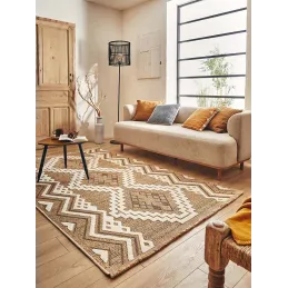 Tapis intérieur extérieur aspect jute marron Tijuana 9054