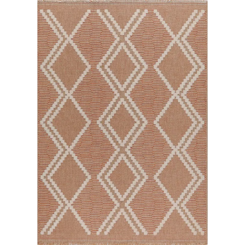 Tapis intérieur extérieur aspect jute terracotta Tijuana 9048